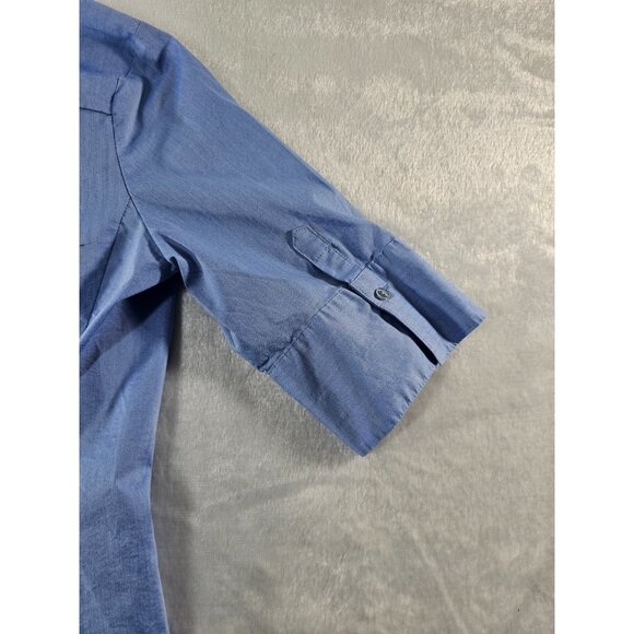 7th Avenue New York & Company Shirt Button Down 3/4 Sleeve Top-Blue-SZ M - Picture 4 of 8